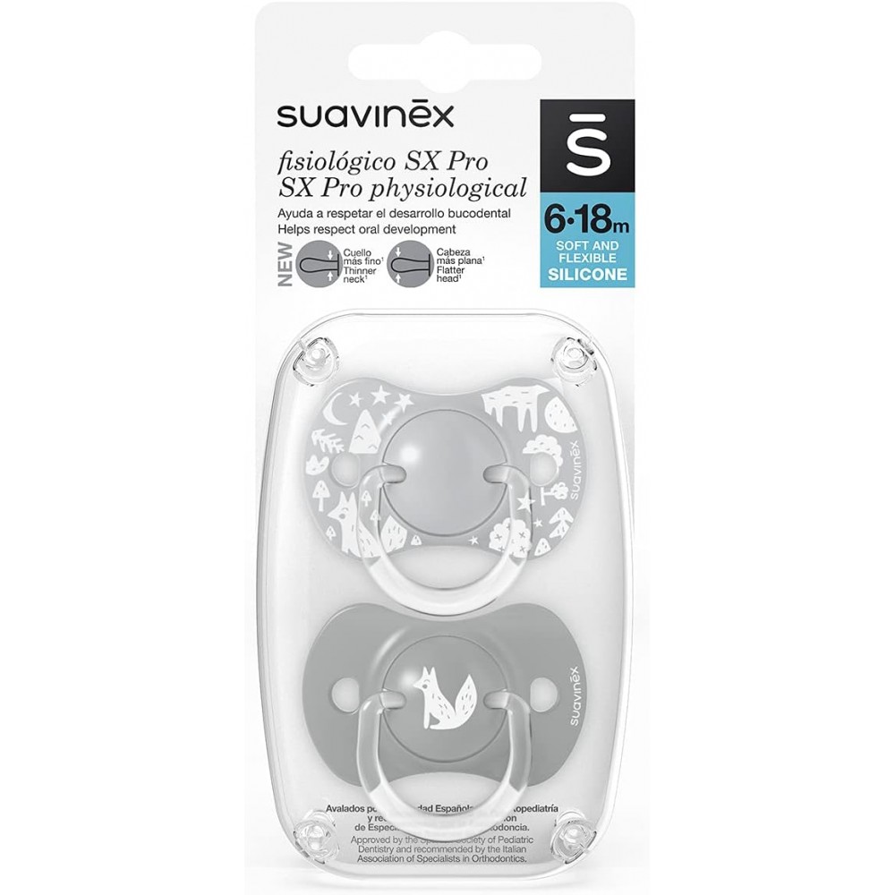 Suavinex Chupete SX Pro Fisiológico 0-6 Meses Silicona 2 Unidades